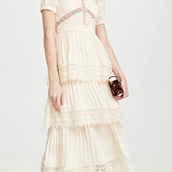 Self-Portrait Cream Lace Tiered Maxi Dress - Picture 1 of 6